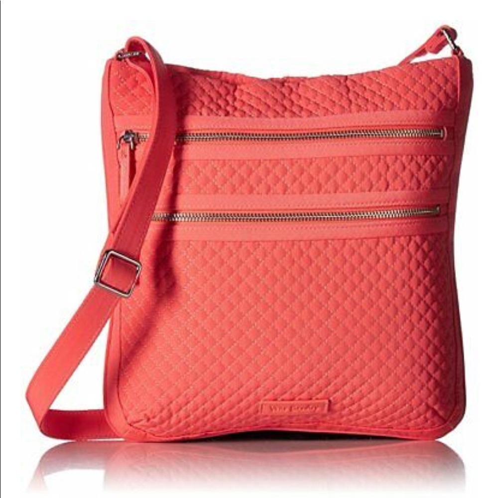 - Vera Bradley Iconic Triple Zip Hipster. Coral.